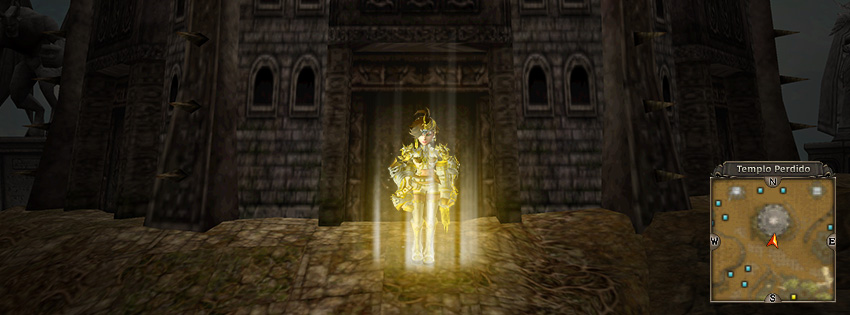Gallia em frente &agrave; entrada em Templo Perdido, quadrante E6